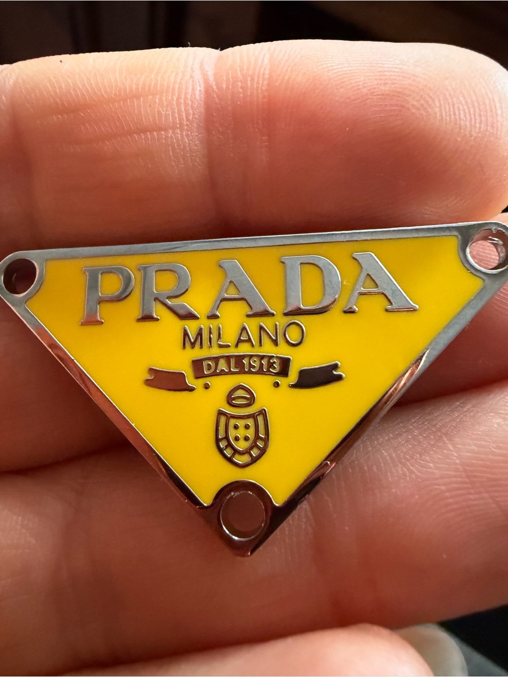 Unbranded Yellow / silver Triangle Logo Key/Card Charm